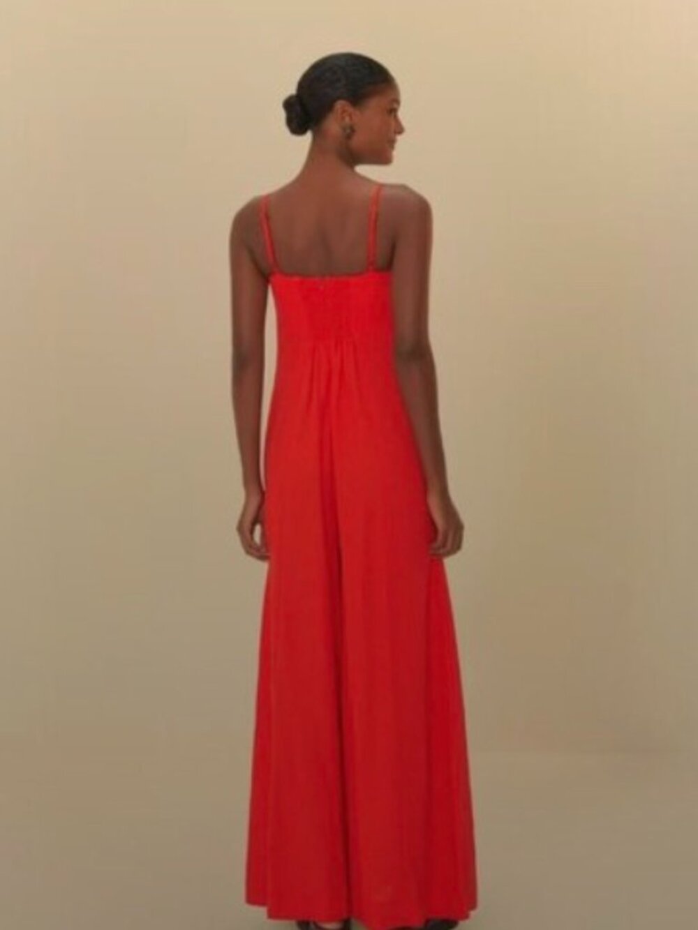 NWOT Farm Rio Linen Blend Sleeveless Halter Wide Leg Jumpsuit Sz XL Red - Picture 3 of 16